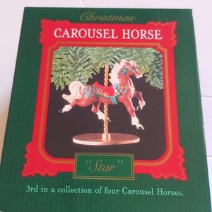 4/$15 Hallmark vintage Christmas carousel horse "Star" 3rd incollection ornament